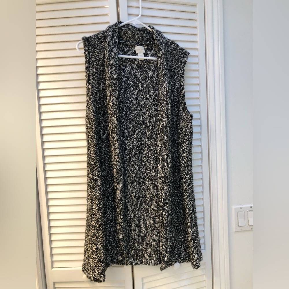 Chico's Black and White Knit Vest